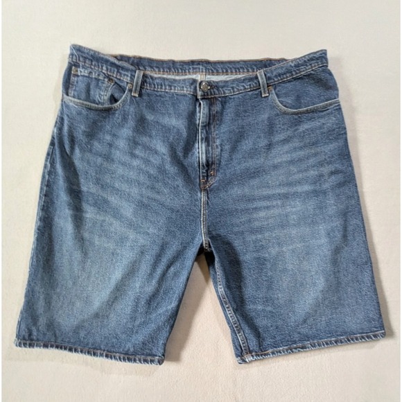 Levis 569 Jean‎ Shorts Mens 46 Blue Denim Loose Fit Red Tab Med Wash Jorts - Picture 1 of 9